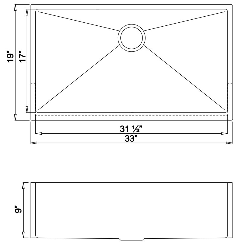 Chef's Series 33'' L Single Bowl Stainless Steel Kitchen Sink