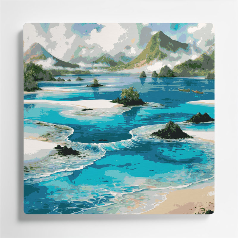 «Hawaiian Lagoons», art mural en métal bleu, H 8 po x l 8 po