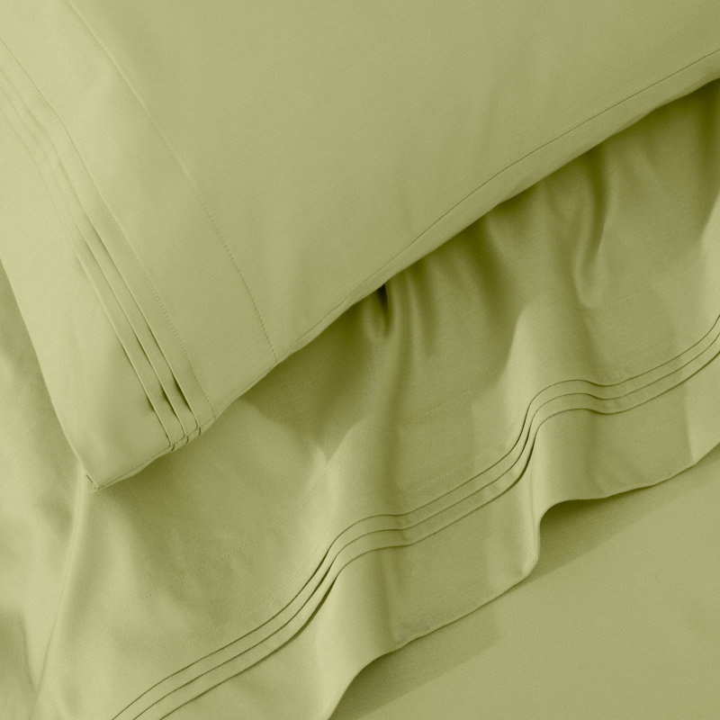 Ensemble de taies d'oreiller de couleur unie en coton égyptien certifié 650 fils Aldin, Très grand lit, Vert olive