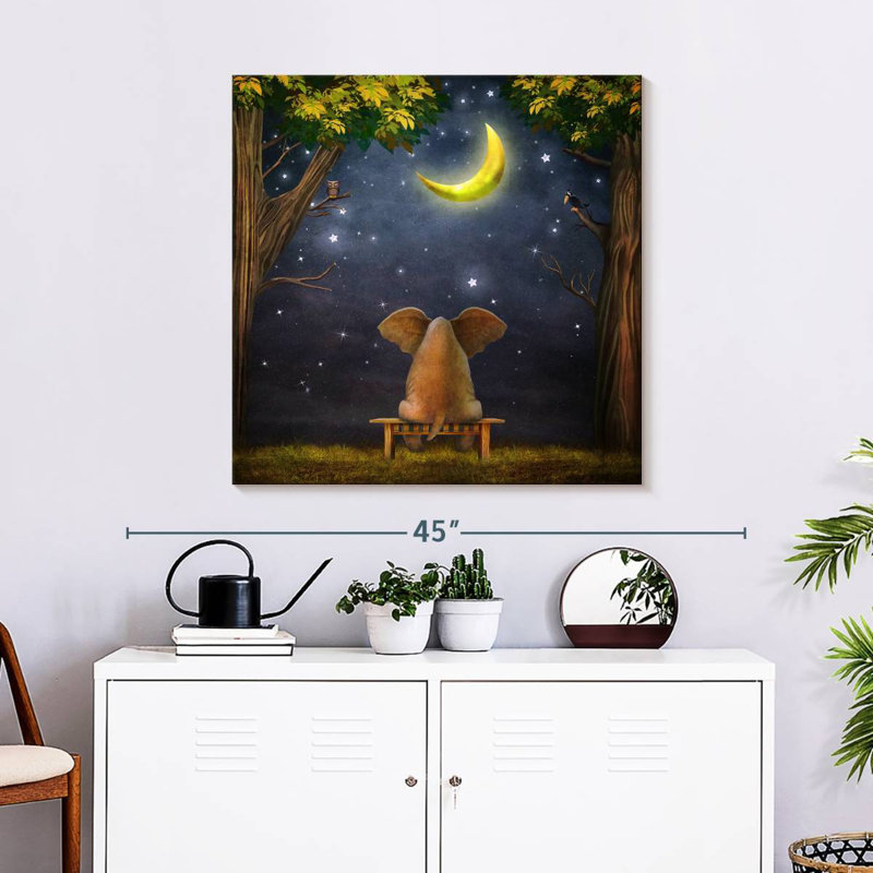 Ashelle Elephant And Moonlit Sky, 30" H x 30" W