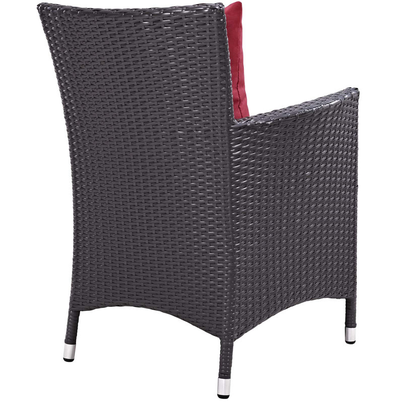  3 pièces en rotin avec coussins, Rouge