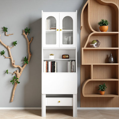 Fold-Out Convertible Writing Table, Desk Cabinet With Shelf And Drawer Multi-Function Home Office Workstation