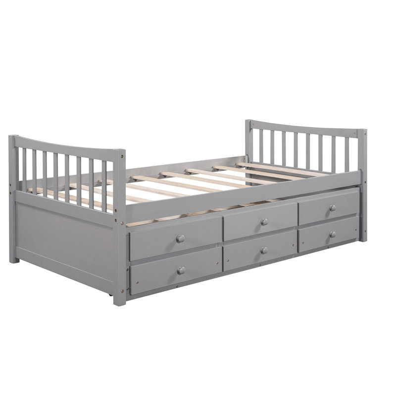 Lit de jour simple gris polyvalent avec lit gigogne et tiroirs de rangement pratiques pour une salle d'étude confortable