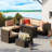 7-Piece Outdoor Rattan Patio Set with Fire Pit Table-1984928289