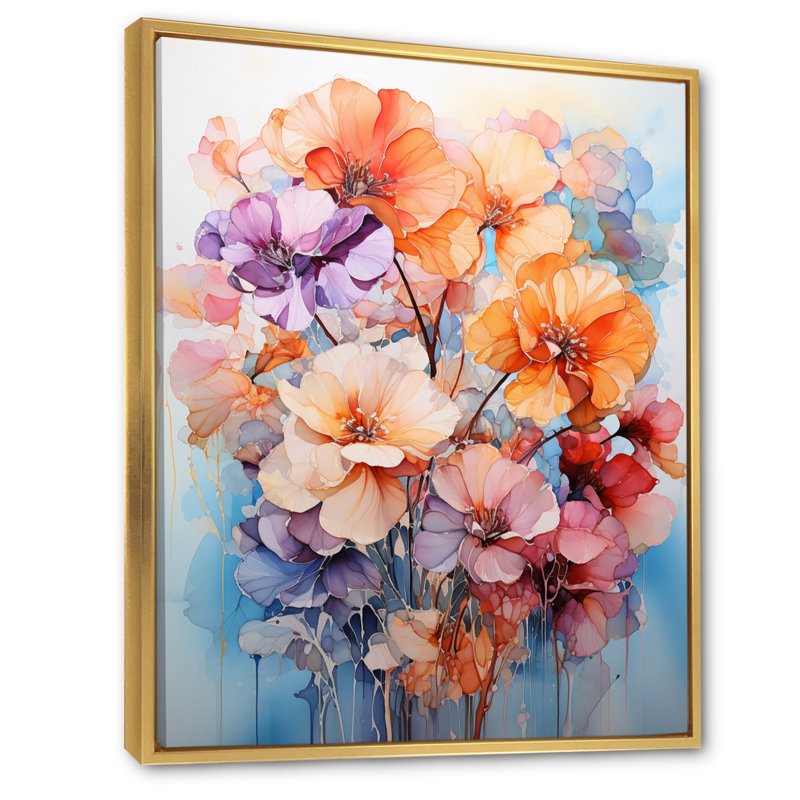 Pansies Representation Multicolored Acrylic III " Pansies Representation Multicoloured Acrylic III ", Gold Floater Framed