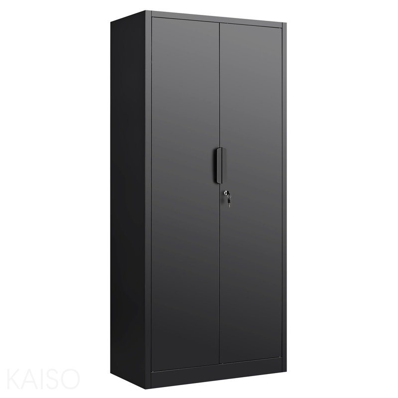 72-Inch 2-Door File Cabinet With Lock, 4 Adjustable Shelves, Heavy-Duty Steel Construction, For Commercial Office, Home Office, Legal Size & Letter File Storage, Organization Cabinet In Black