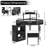 Corner Vanity Desk With Charging Station, Glass Tabletop, Removable Cabinet And Storage For Organized Beauty Makeup Routine Black Cushioned Stool, Tabletop Jewelry Drawer