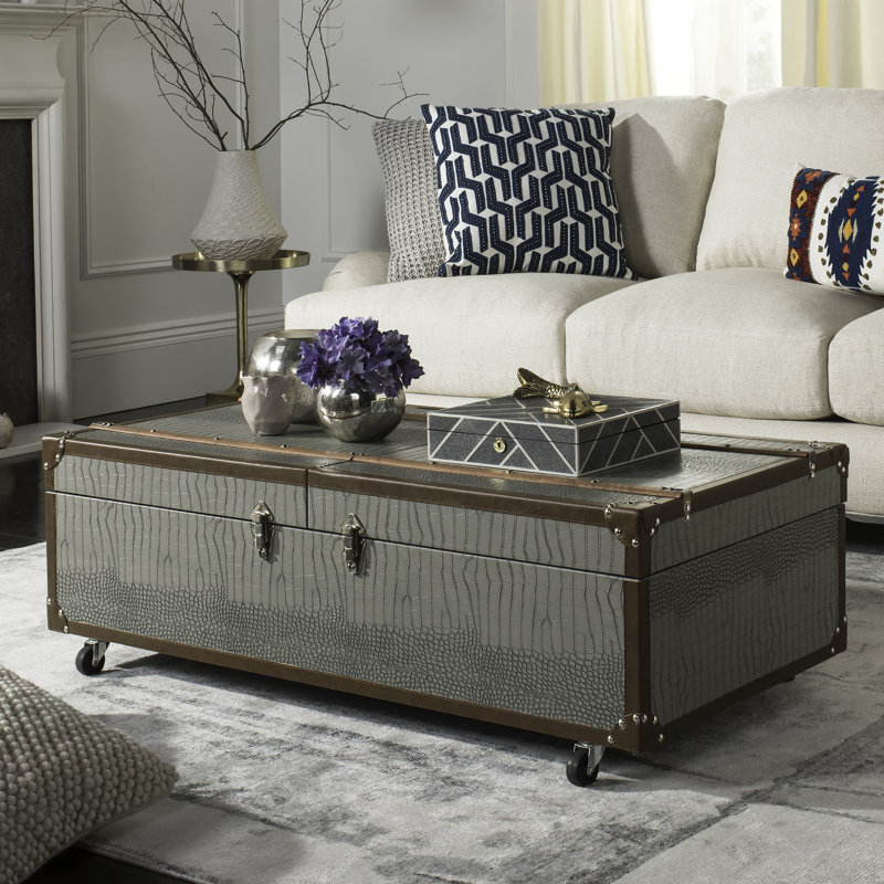 Narooma Wheel Coffee Table with Storage, Grey/Brown