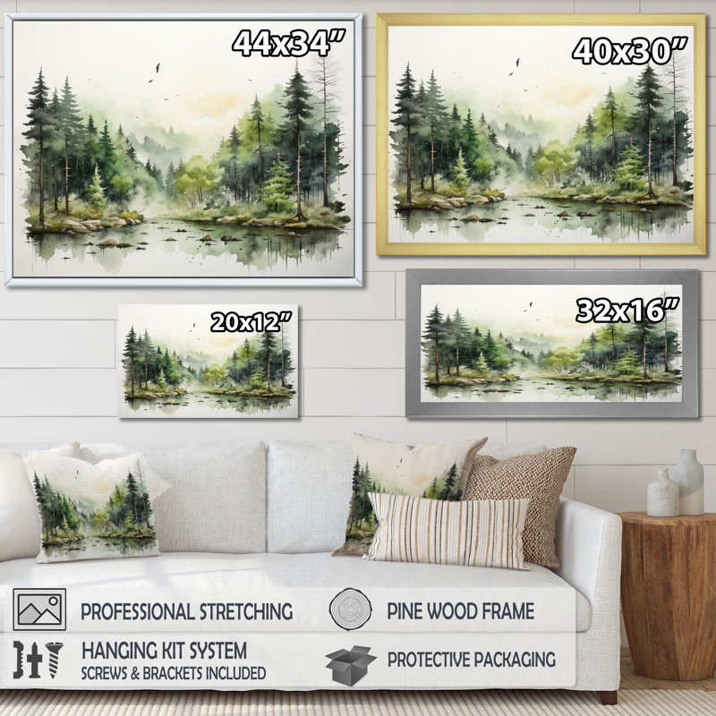 «Tranquil Forest Oasis I», reproduction sur toile, H 30 po x l 40 po x P 1,5 po, Cadre flottant noir