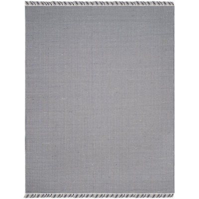 Tapis ivoire / bleu marine en coton tissé à la main Bester