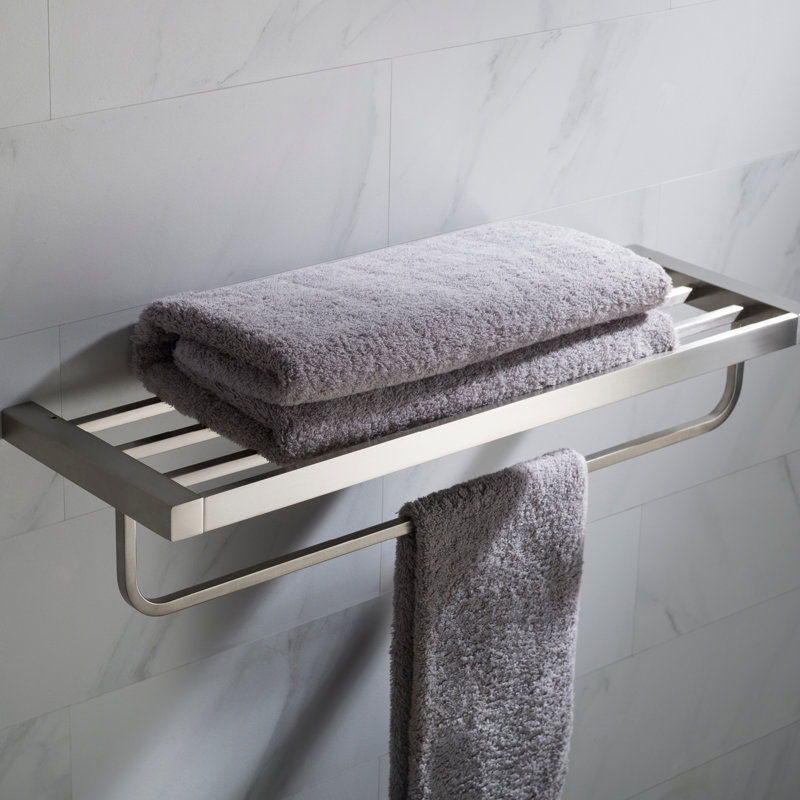 Stelios Accent Shelf with Towel Bar, Brushed Nickel
