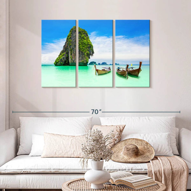 Bateaux Mehar à l'île de Krabi, H 28 po x l 45 po