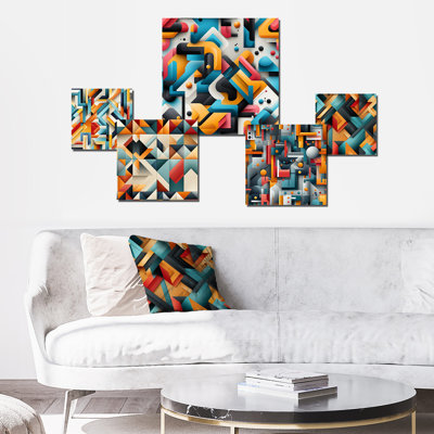 Corron Geo Haze I - Geometric Wall Art Set Of 5