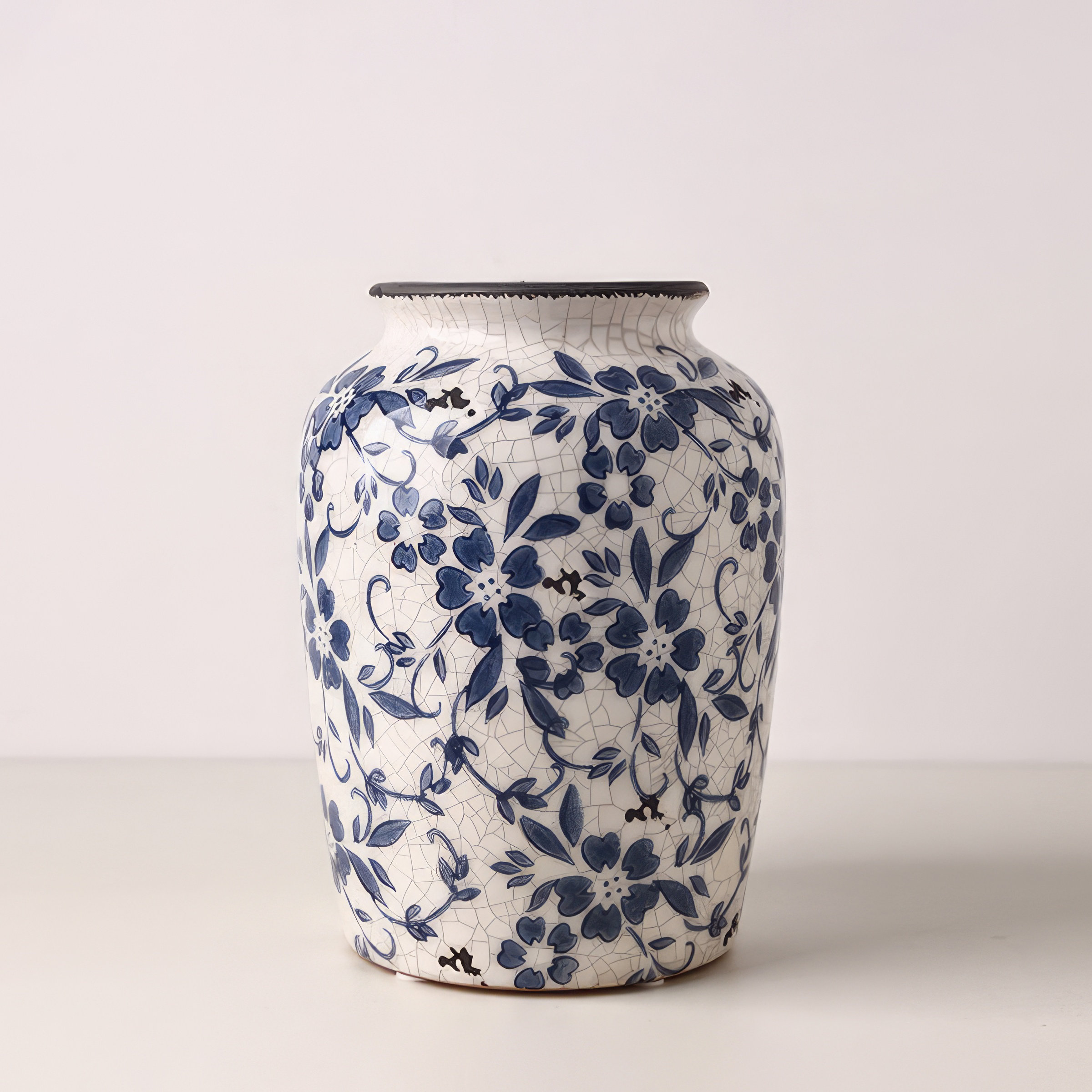 Alcott Hill® Cleto Handmade Ceramic Blue and White Porcelain Ceramic Table Vase / Ginger Jar & Reviews | Wayfair