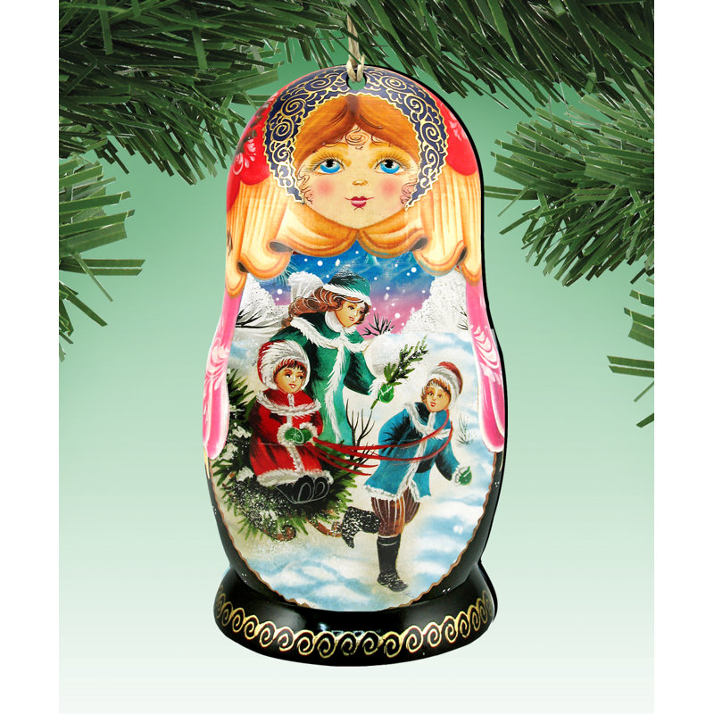 5'' Wood People Hanging Figurine Ornament