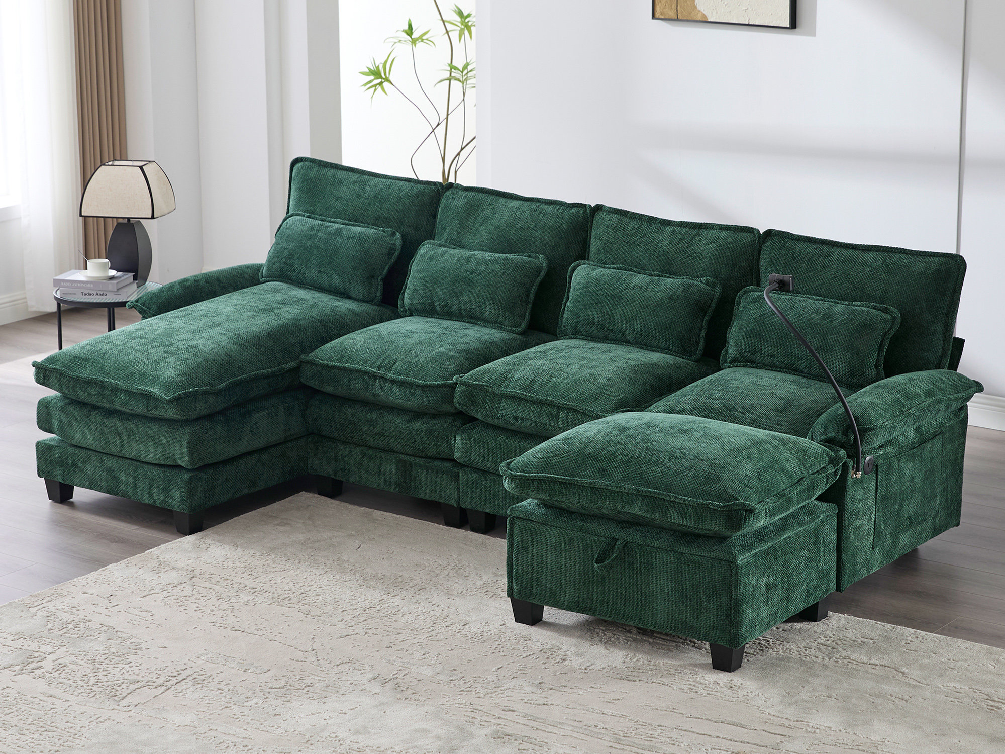 Latitude Run® Modern Chenille 4-Seater U Shaped Modular Sectional Sofa ...