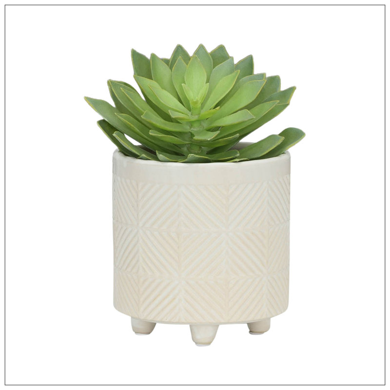 S/2 6/8" TEXTURED PLANTERS, White
