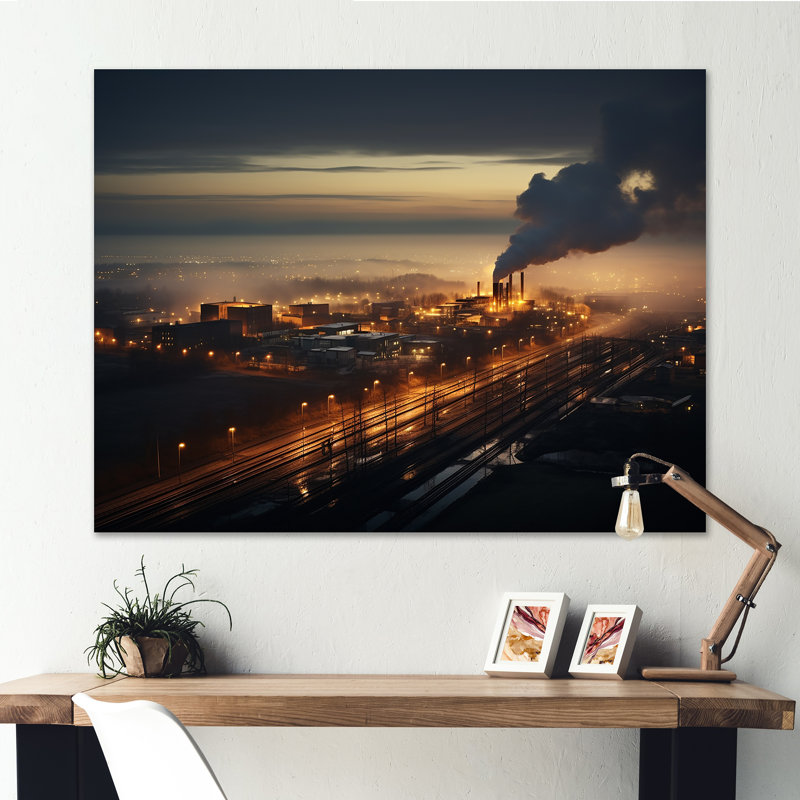 Monochromes de l'industrie industrielle - reproduction sur toile, Toile tendue, H 30 po x l 40 po x P 1,5 po