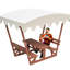Table et banc de pique-nique en bois massif toutes saisons avec auvent amovible. Fabrication, plateau de table de 1,06 pouce d'épaisseur pour six adultes. Toile imperméable à l'abri des rayons du soleil. Bancs ergonomiques