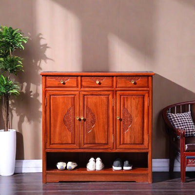 Camphor Wood Solid Wood Shoe Cabinet 20 Pair Solid Wood Shoe Storage Cabinet