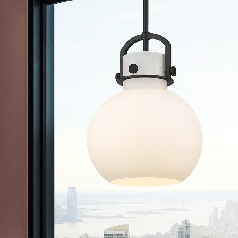 Luminaire suspendu à 1 tige Sligo, Blanc, Noir mat, H 13,38 po x l 10 po x P 10 po