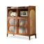 Buffet décoratif en bois massif, rotin et verre de style Mid-Century