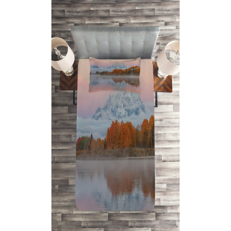 Landscape Polyester Coverlet, Twin Bedspread + 1 Sham