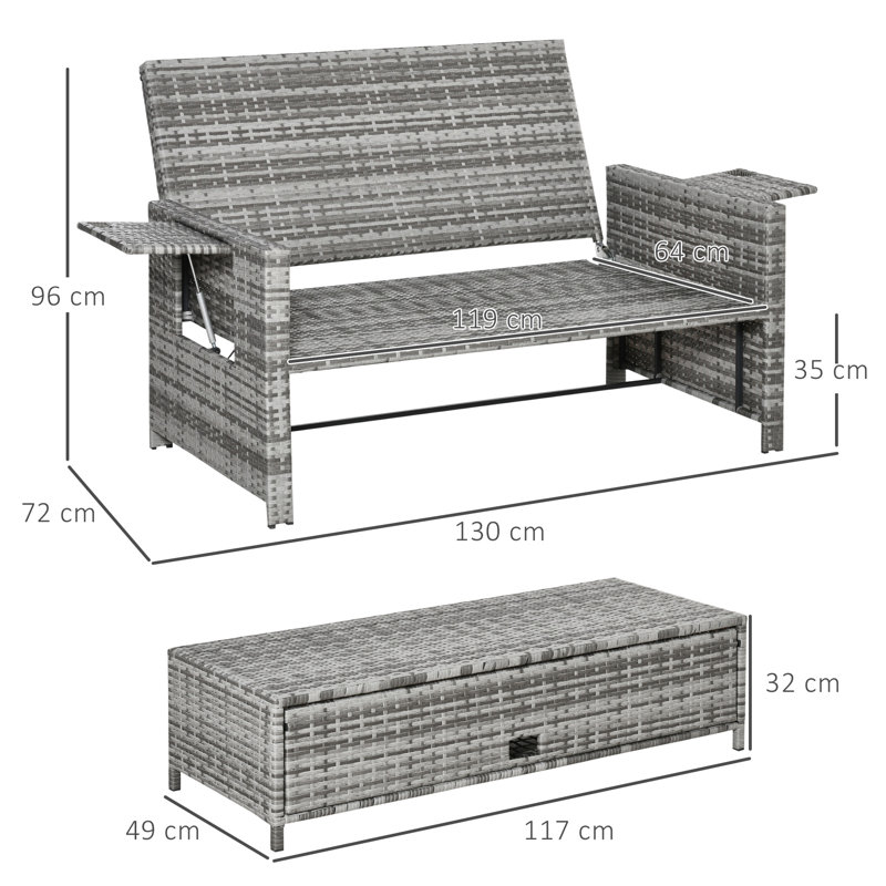 Gurseace 130cm Wide Wicker Patio Daybed with Cushions