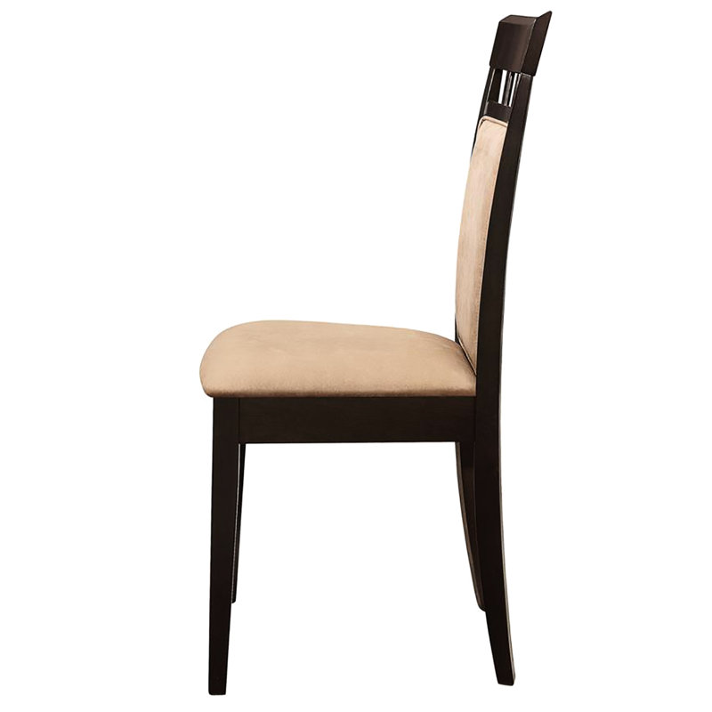 Chaises d'appoint Cappuccino (de 2), revêtement beige, chaises 2 pièces de style salle à manger, finition cappuccino, pièce chic