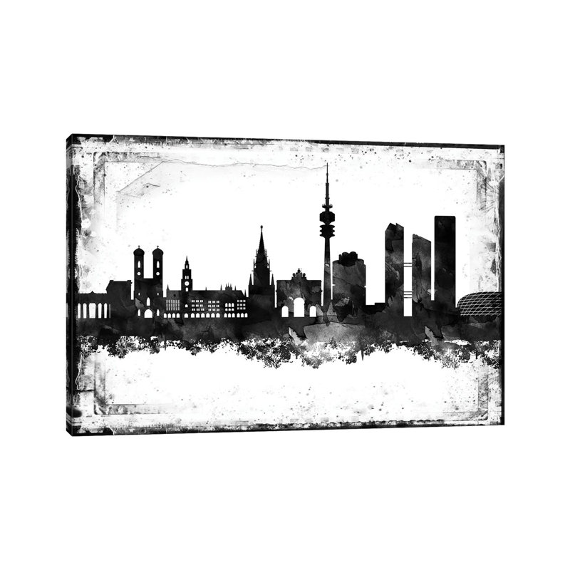 Munich Black & White Film by WallDecorAddict - Wrapped Canvas Print, 45.72cm H x 66.04cm W x 1.905cm D