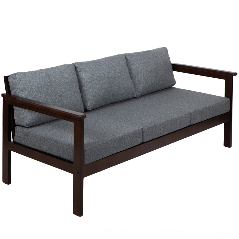 Jaqualyn 164cm Wide Pine Garden Sofa with Cushions, Black, Dark Grey