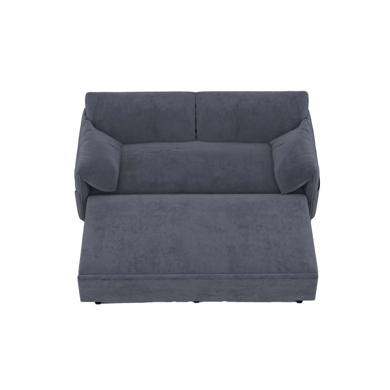 63.8" Queen Pull Out Sofa Bed, 3-in-1 Convertible Sleeper Sofa with Side Storage, Grey