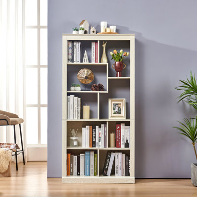 Bibliothèque ouverte en bois à combinaison libre, armoire de rangement multi-espaces, bibliothèque autoportante facile à assembler avec sangles anti-basculement, organisateur de rangement classifié pour le salon, la chambre et le bureau à domicile