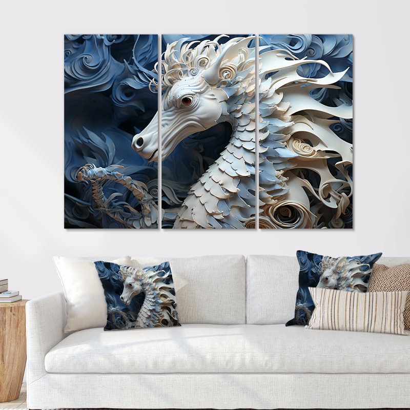 «Underhor Seahorse Elegance», ensemble de reproductions d'art mural hippocampe, H 32 po x l 48 po x P 1 po