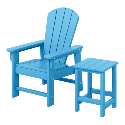 Chaise Adirondack d'extérieur en poly Laguna pour enfants avec table d'appoint