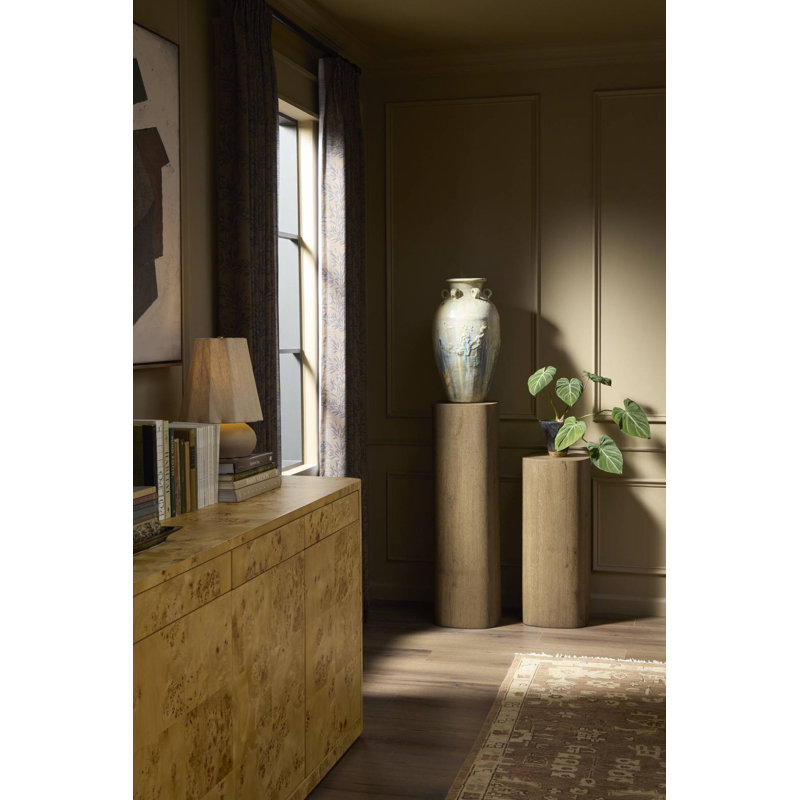 Tycho Pedestal-Brown Oak Veneer, 40" H x 12" W x 12" D