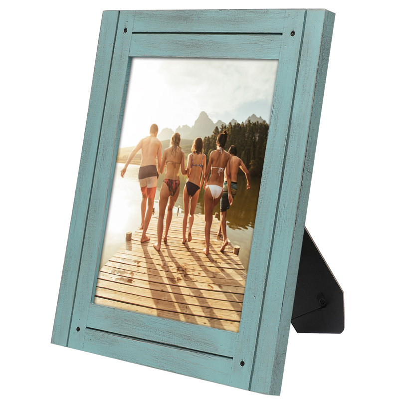 Cadre photo Americanflat rustique - poli, verre transparent, Turquoise Blue, 8" x 10"