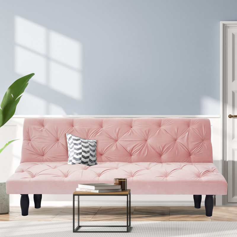 Causeuse inclinable rembourrée 65,8 po Gimena, Velours rose