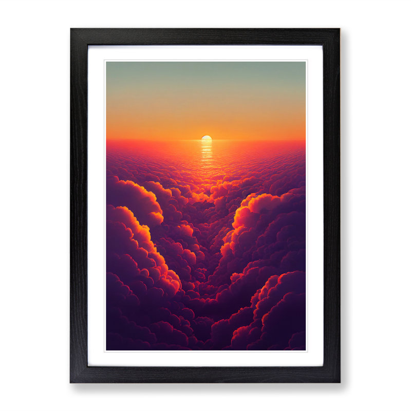 Cloudy Sunset No.3 - Single Picture Frame Print, Black, 64cm H x 46cm W x 2cm D