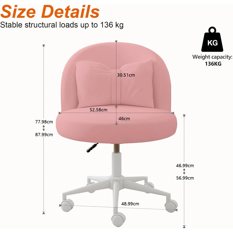 Velvet Task Chair, Pink