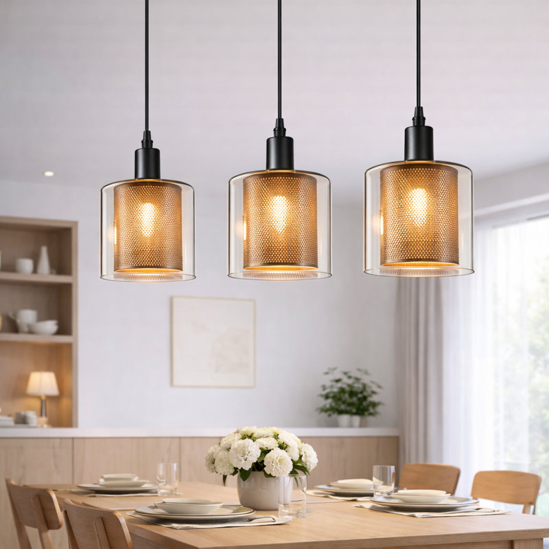 Pendant Light 3 -light  E14 Glass Black gold Allias