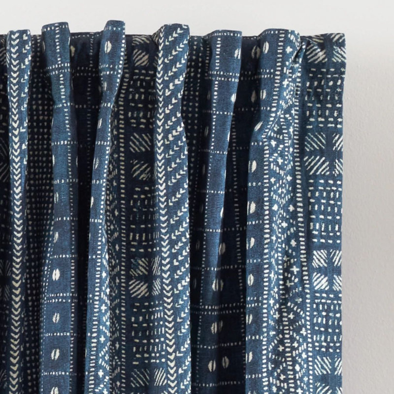 Kodi Batik Indigo Curtain Panel, 55" W x 108" L