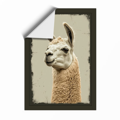 Gentle Llama Portrait Boho - Framed Print