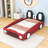 Twin-Size Race Car Platform Bed With Safety Rails And Headboard-1247222866