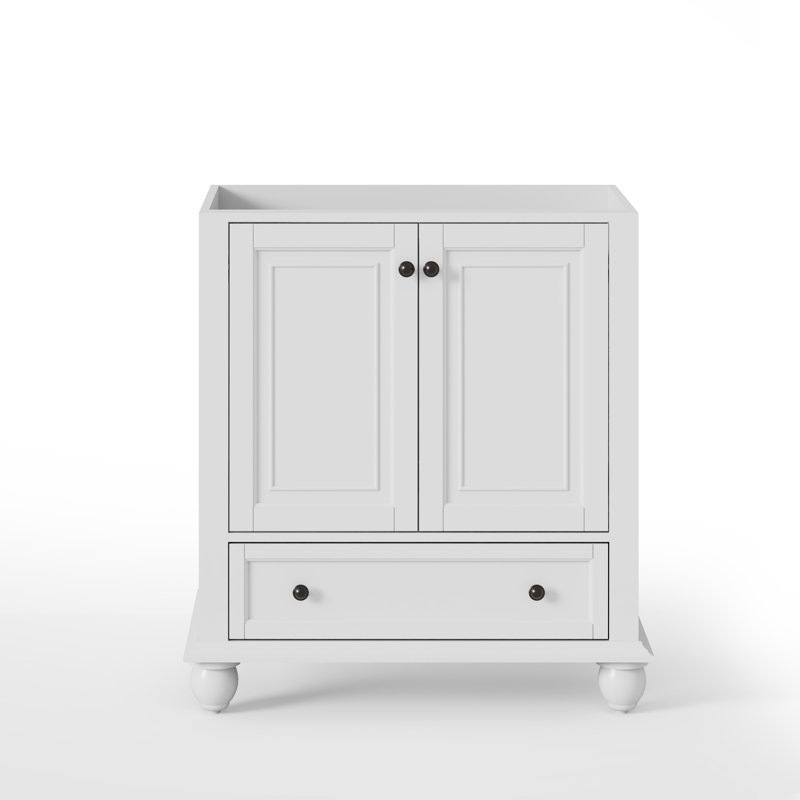 Base de meuble-lavabo simple 30 po, surface peinte, portes à fermeture en douceur, Blanc