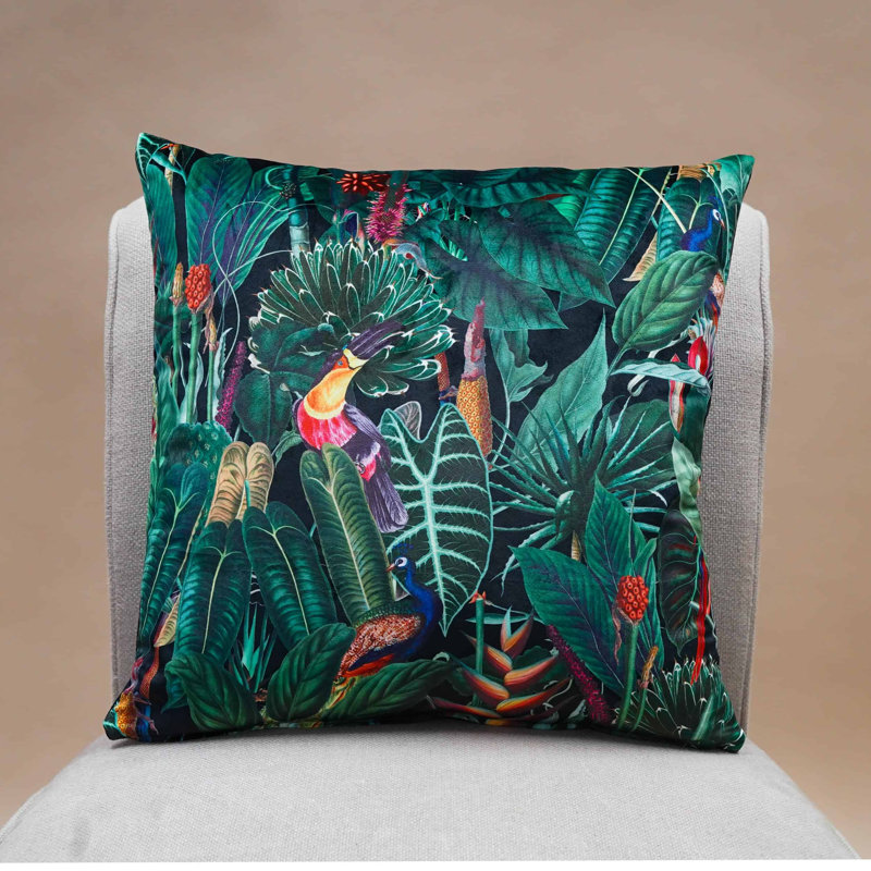 Animal Print Black Cushion, 43x43cm, Synthetic filled