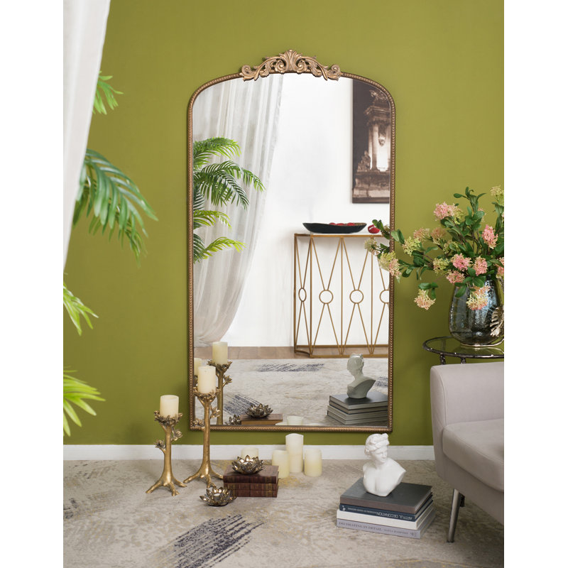 Classic Wall Mirror With Baroque Inspired Frame, 66.2" H x 36" W, Antique Gold