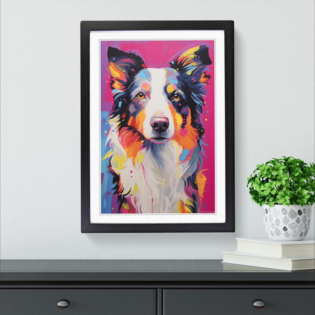 Border Collie Contemporary Art - Framed Print