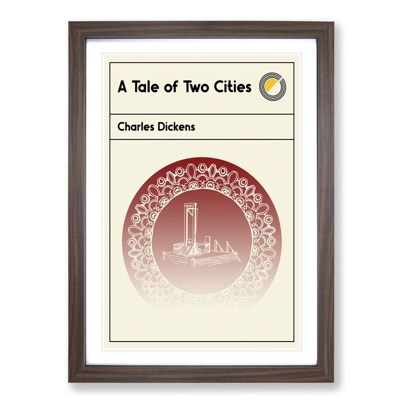 Book Cover a Tale of Two Cities Charles Dickens - Picture Frame Graphic Art, Walnut, 90cm H x 65cm W x 2cm D