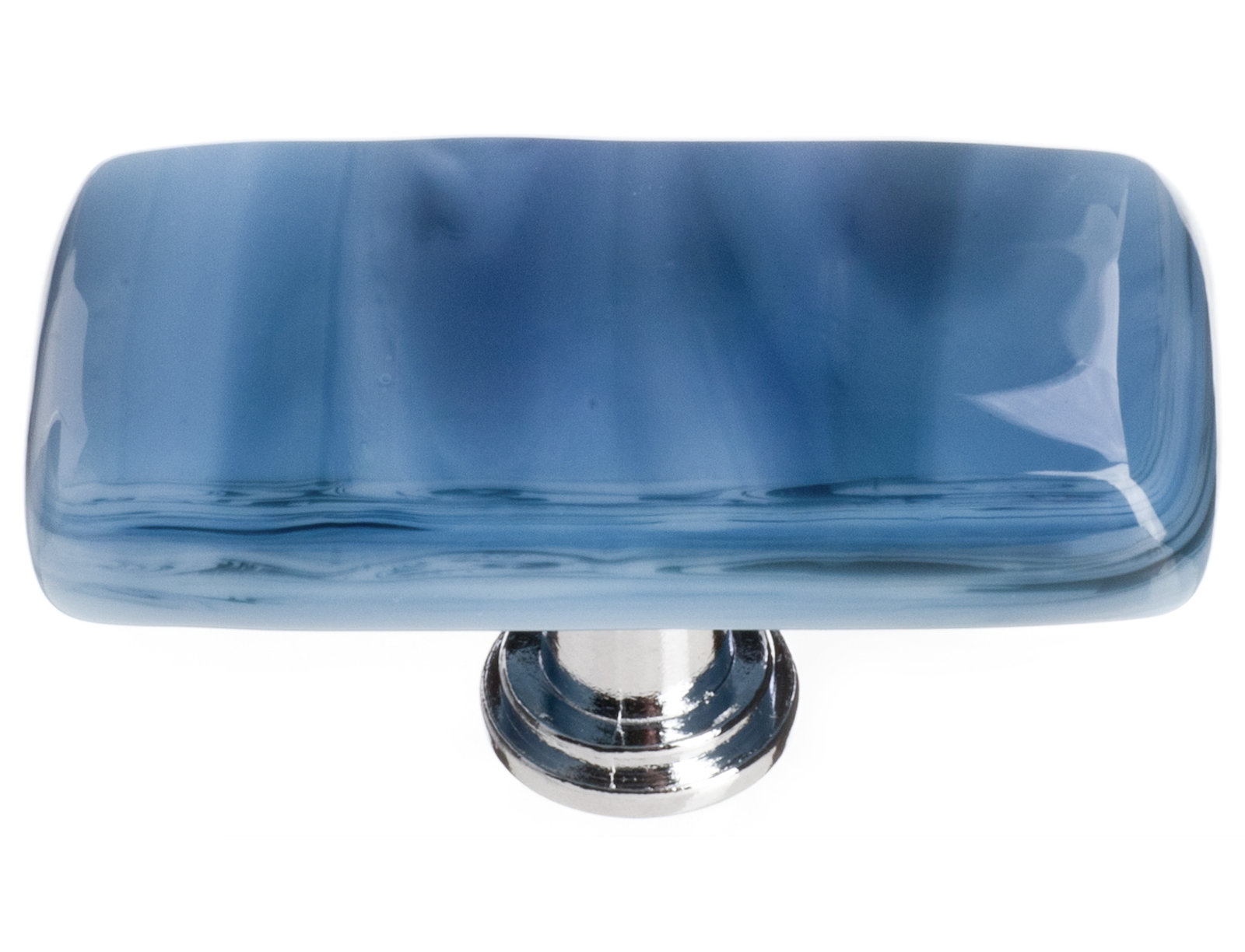 Cirrus Rectangular Cabinet Knob, Marine Blue/Polished Chrome